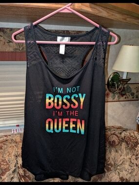 Just Be Black Tank with Rainbow Gradient 'I'm Not Bossy I'm The Queen'